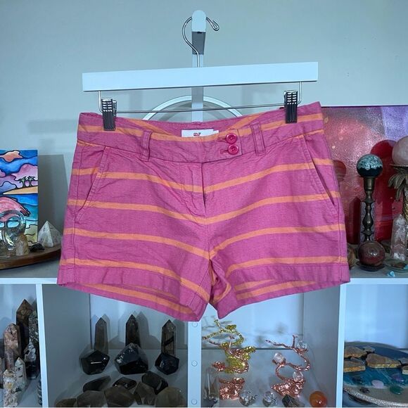 vineyard vines preppy stripe short size 0 pink & orange 100% cotton - Picture 1 of 4